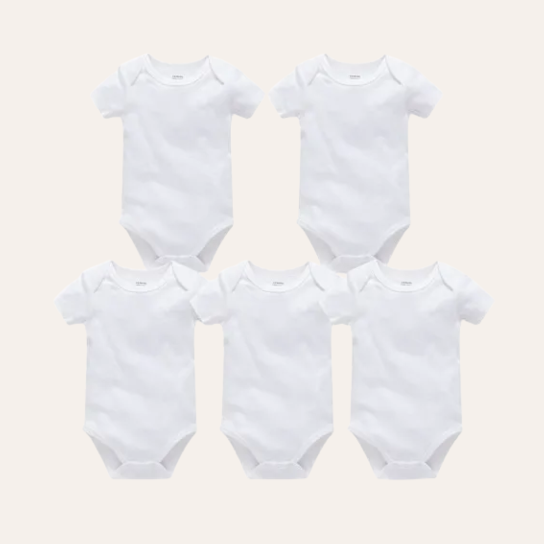 Conjunto 5 Bodies de Bebê Liso Branco