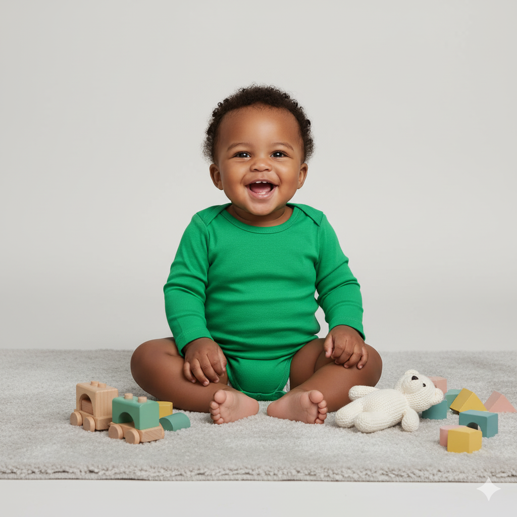 Conjunto 5 Bodies de Bebê Liso Verde