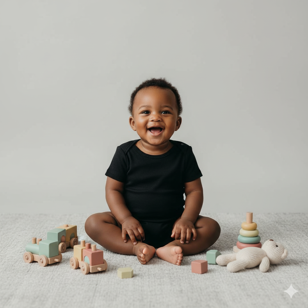 Conjunto 5 Bodies de Bebê Liso Preto