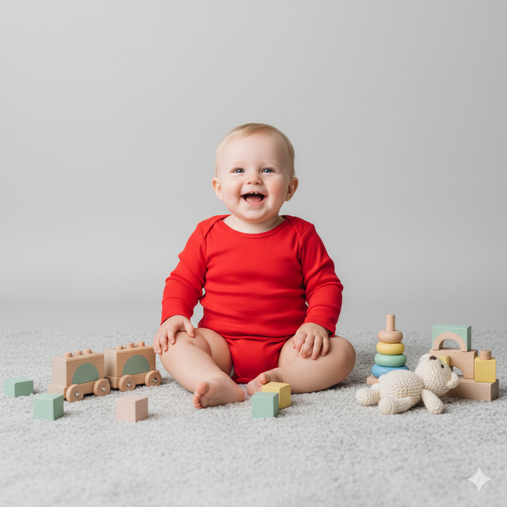 Conjunto 5 Bodies de Bebê Liso Vermelho