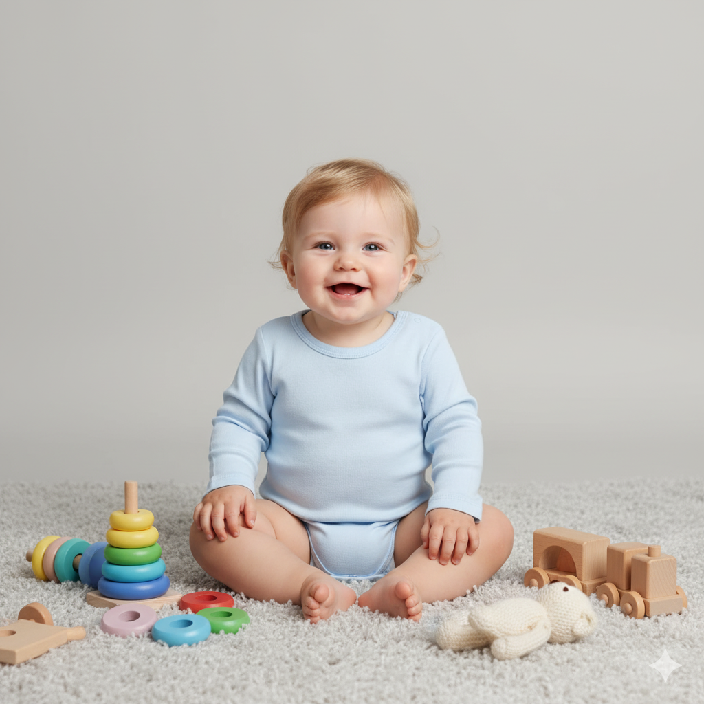 Conjunto 5 Bodies de Bebê Liso Azul Bebê