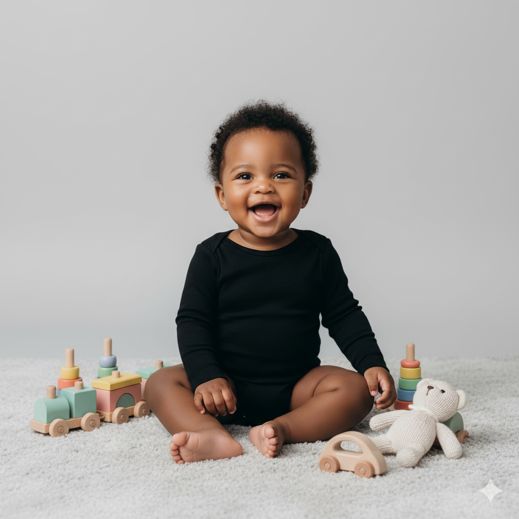 Conjunto 5 Bodies de Bebê Liso Preto