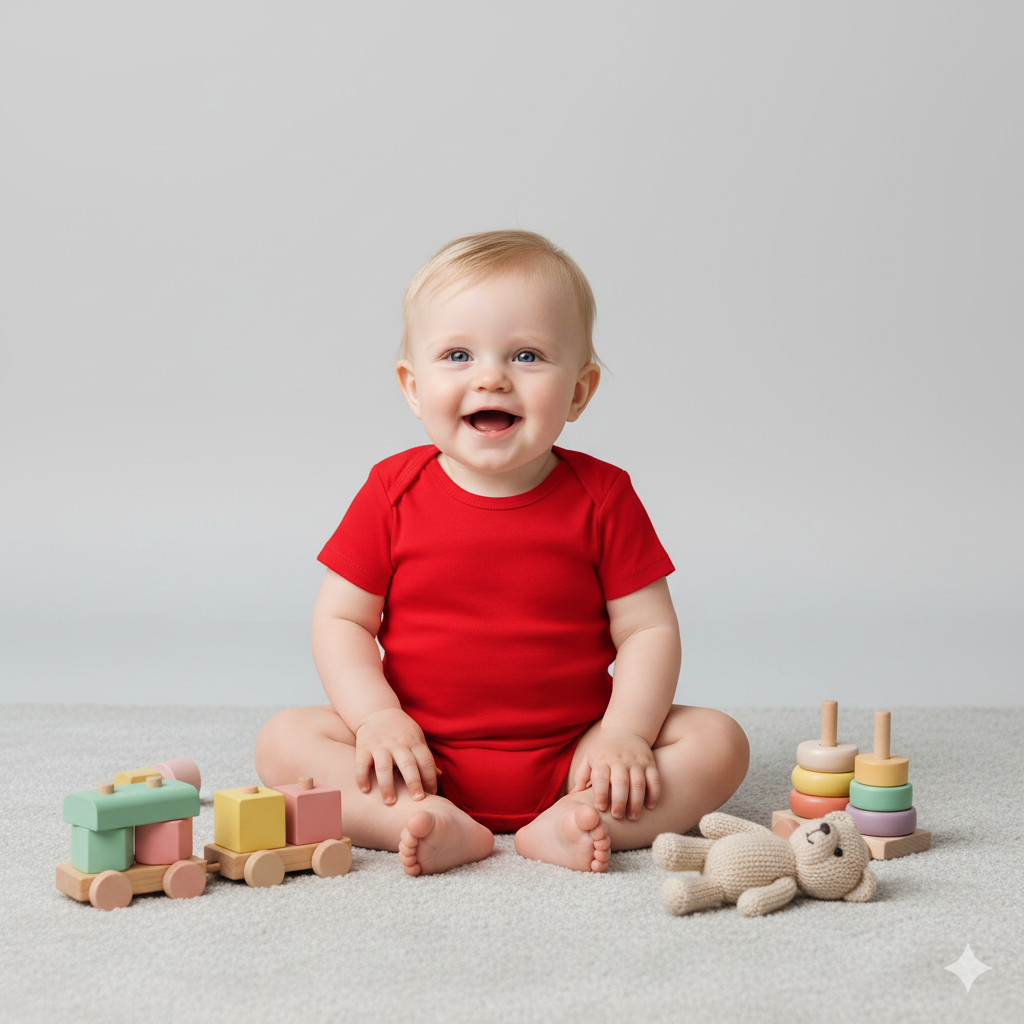 Conjunto 5 Bodies de Bebê Liso Vermelho