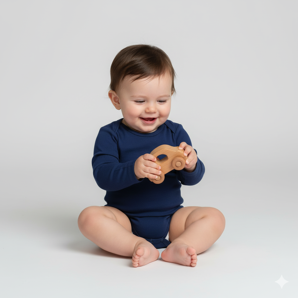 Conjunto 5 Bodies de Bebê Liso Azul Marinho